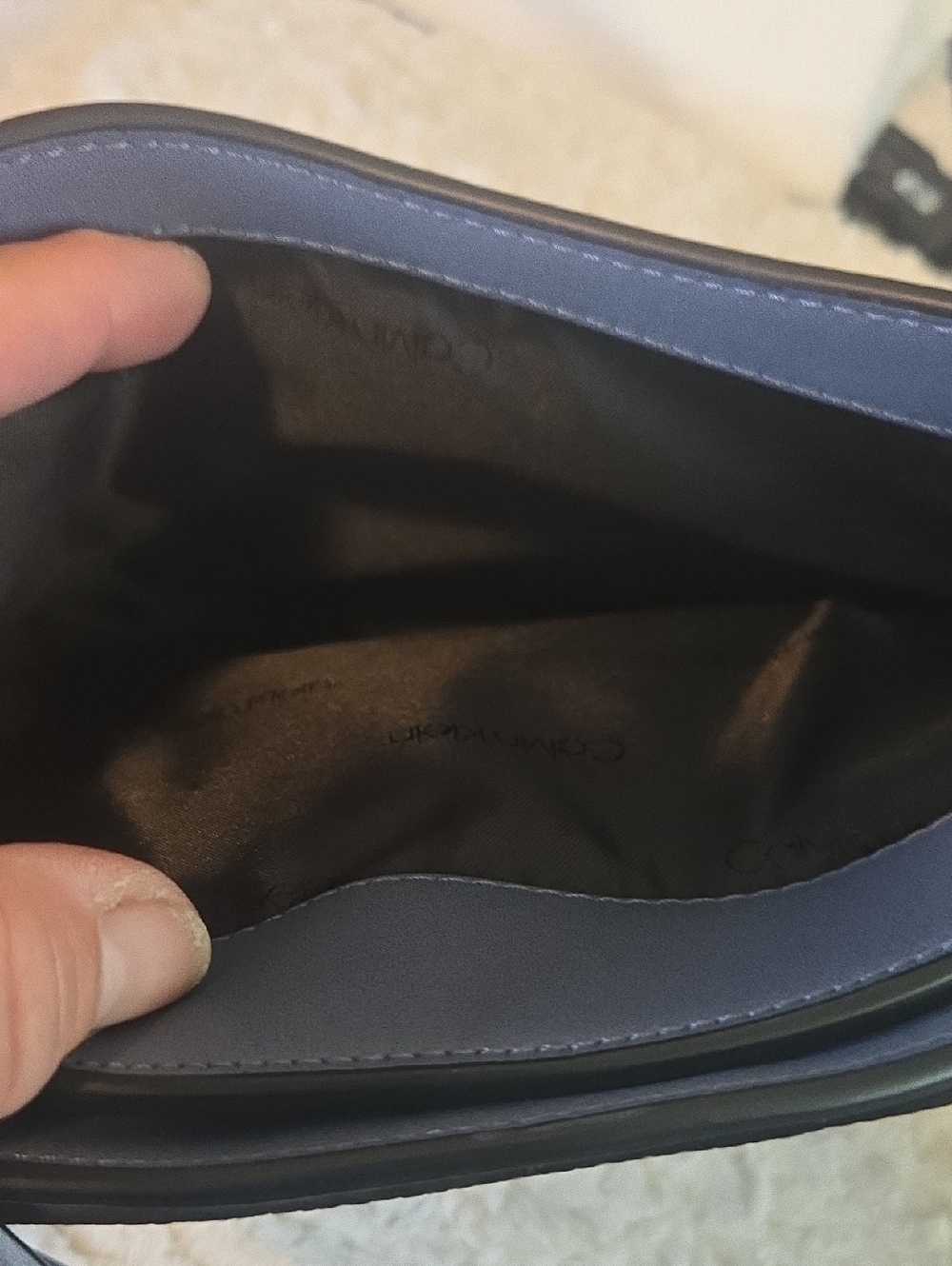 Calvin Klein Pebble Leather Crossbody Bag in Navy - Picture 7 of 9